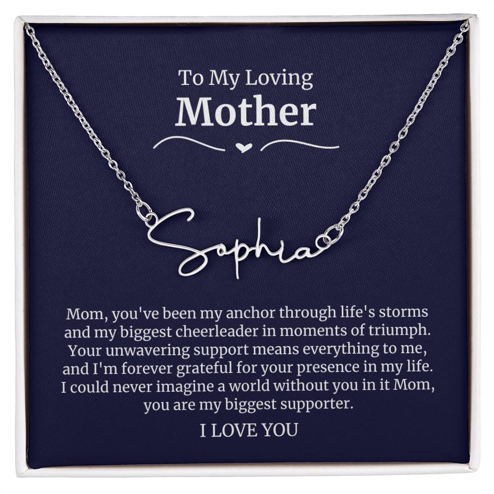 To My Loving Mother Script Name Necklace