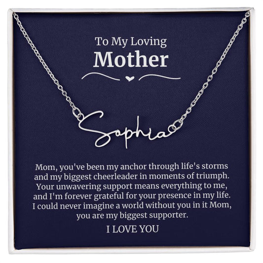 To My Loving Mother Script Name Necklace