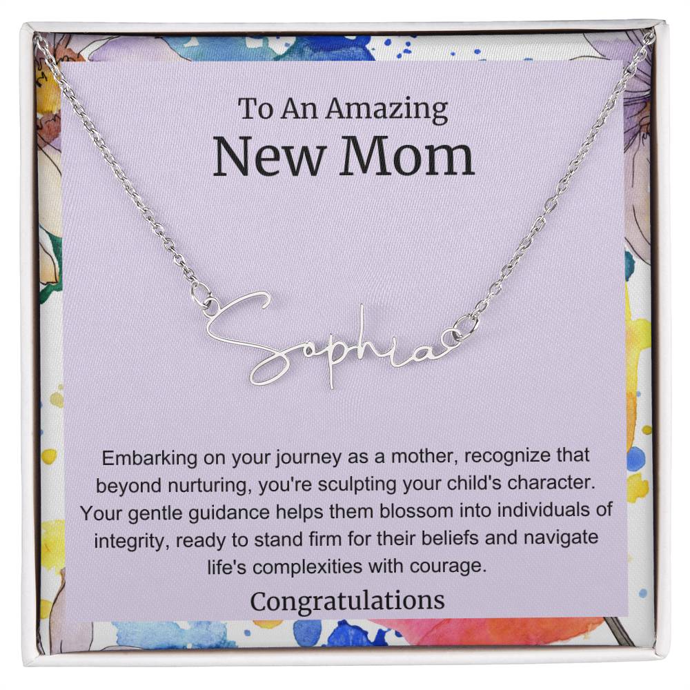 To An Amazing New Mom Personalized Script Name Necklace