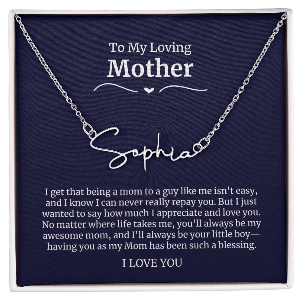 To My Loving Mother Script Name Necklace