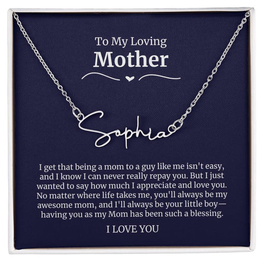 To My Loving Mother Script Name Necklace