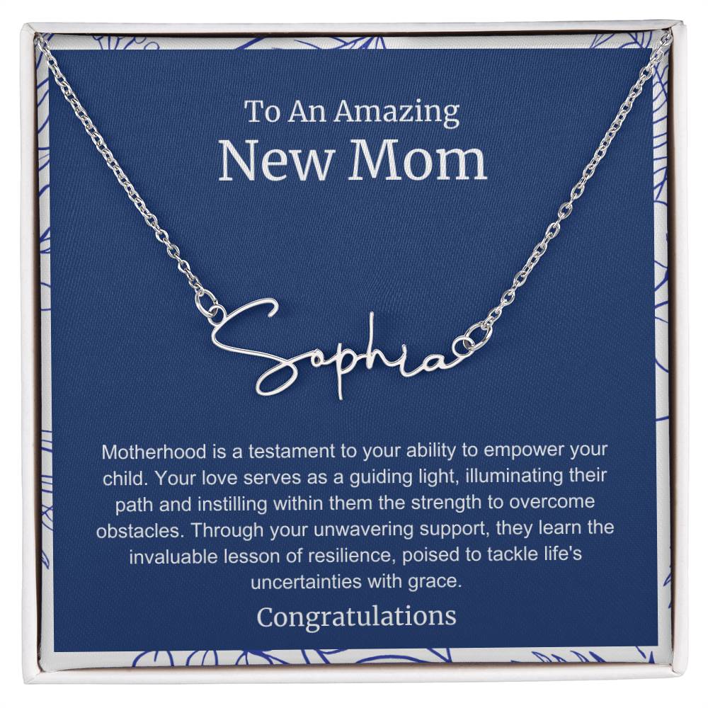 To An Amazing New Mom Personalized Script Name Necklace