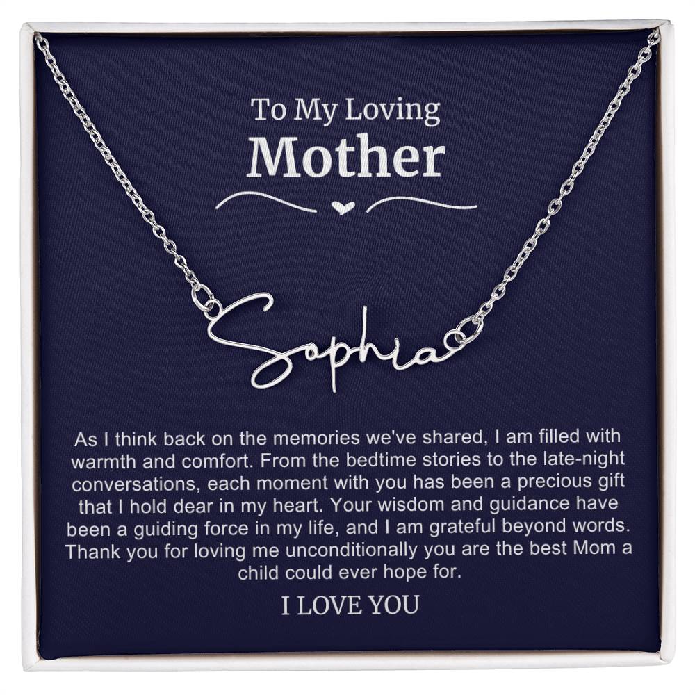 To My Loving Mother Script Name Necklace