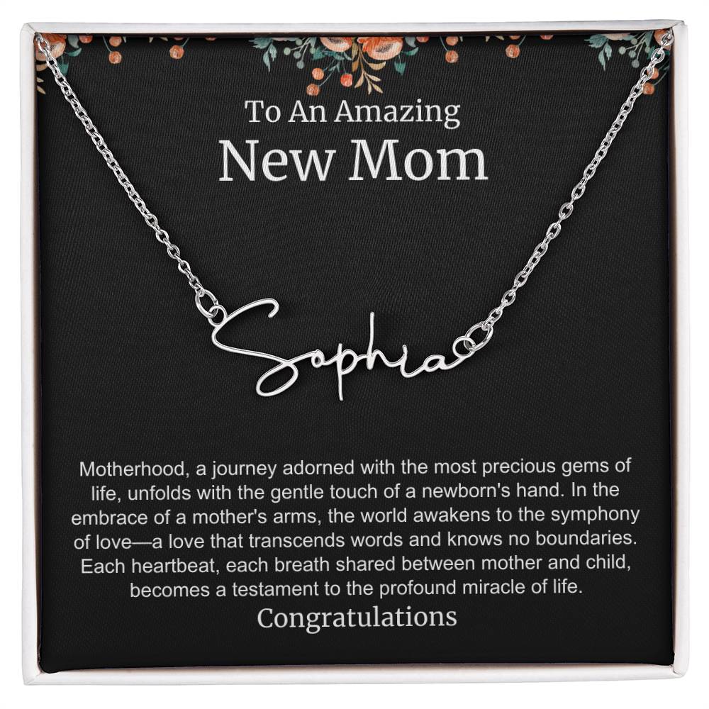 To An Amazing New Mom Personalized Script Name Necklace