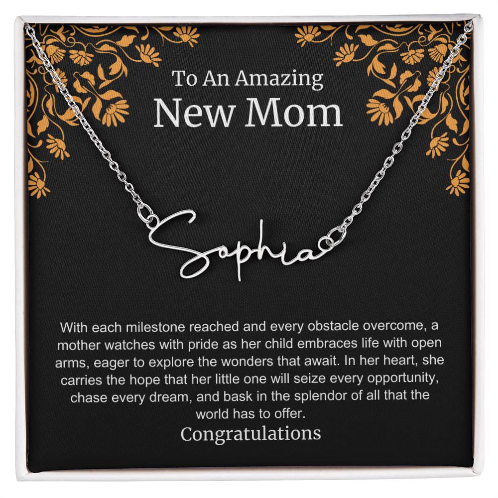 To An Amazing New Mom Personalized Script Name Necklace