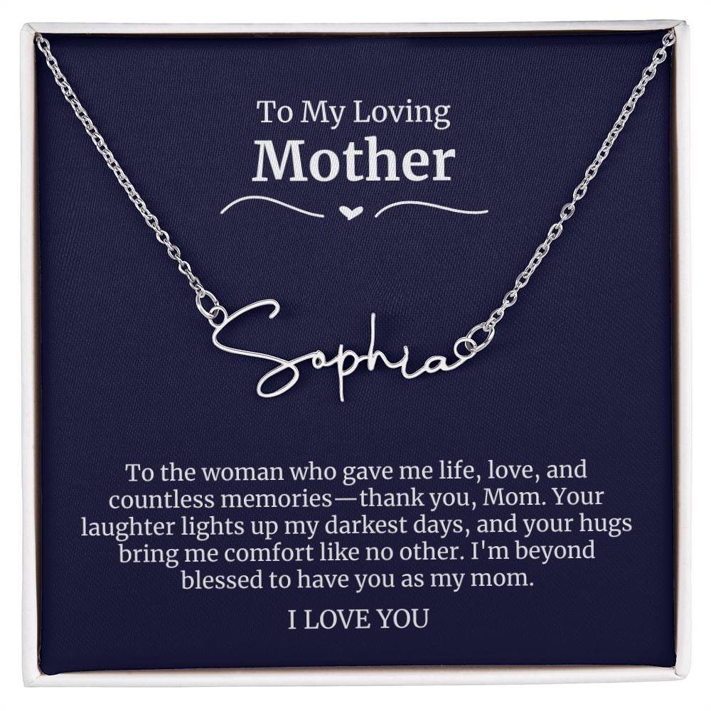 To My Loving Mother Script Name Necklace