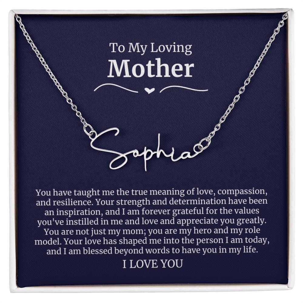 To My Loving Mother Script Name Necklace