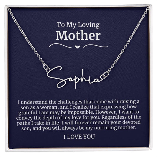 To My Loving Mother Script Name Necklace