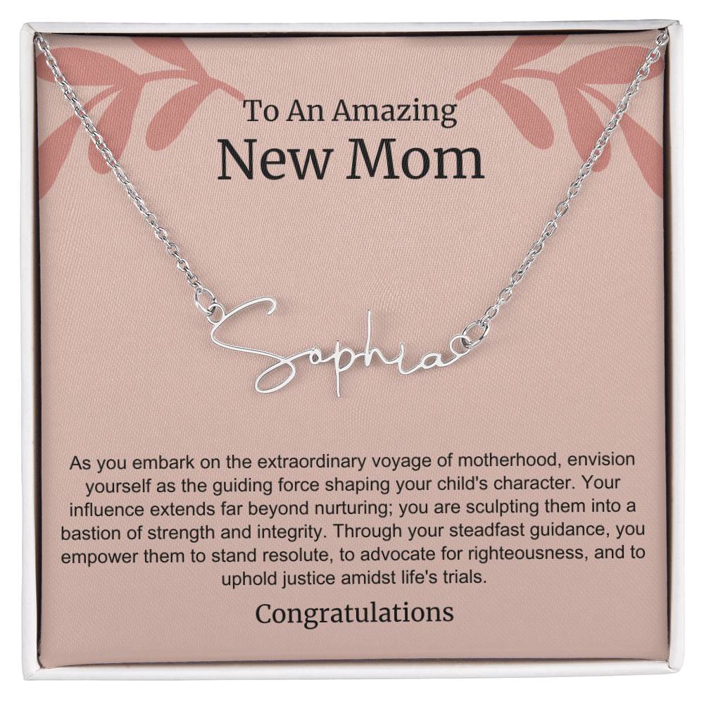 To An Amazing New Mom Personalized Script Name Necklace