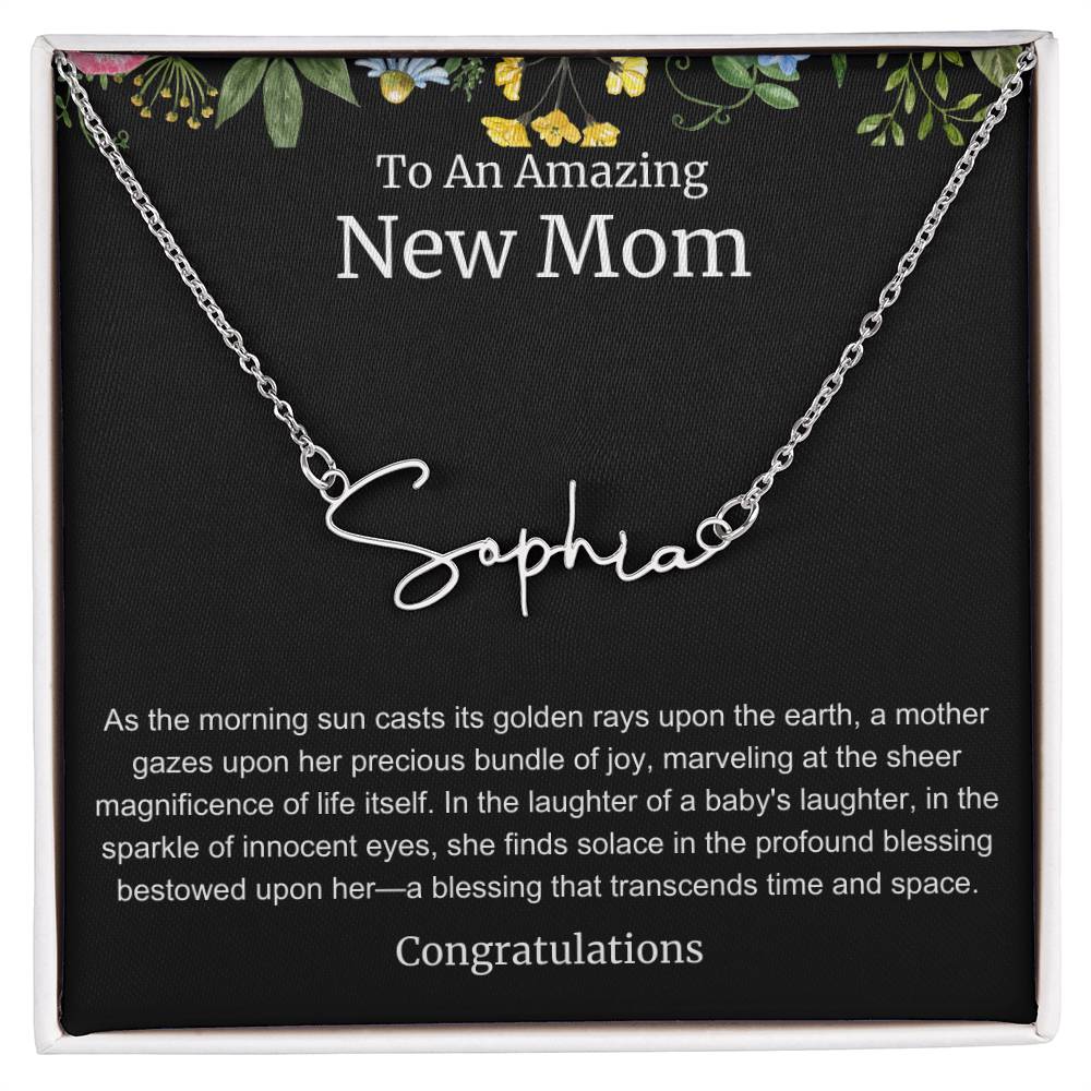 To An Amazing New Mom Personalized Script Name Necklace