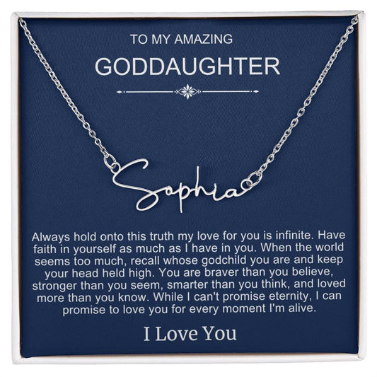 Beautiful Gift To Goddaughter from God Parent Name Necklace