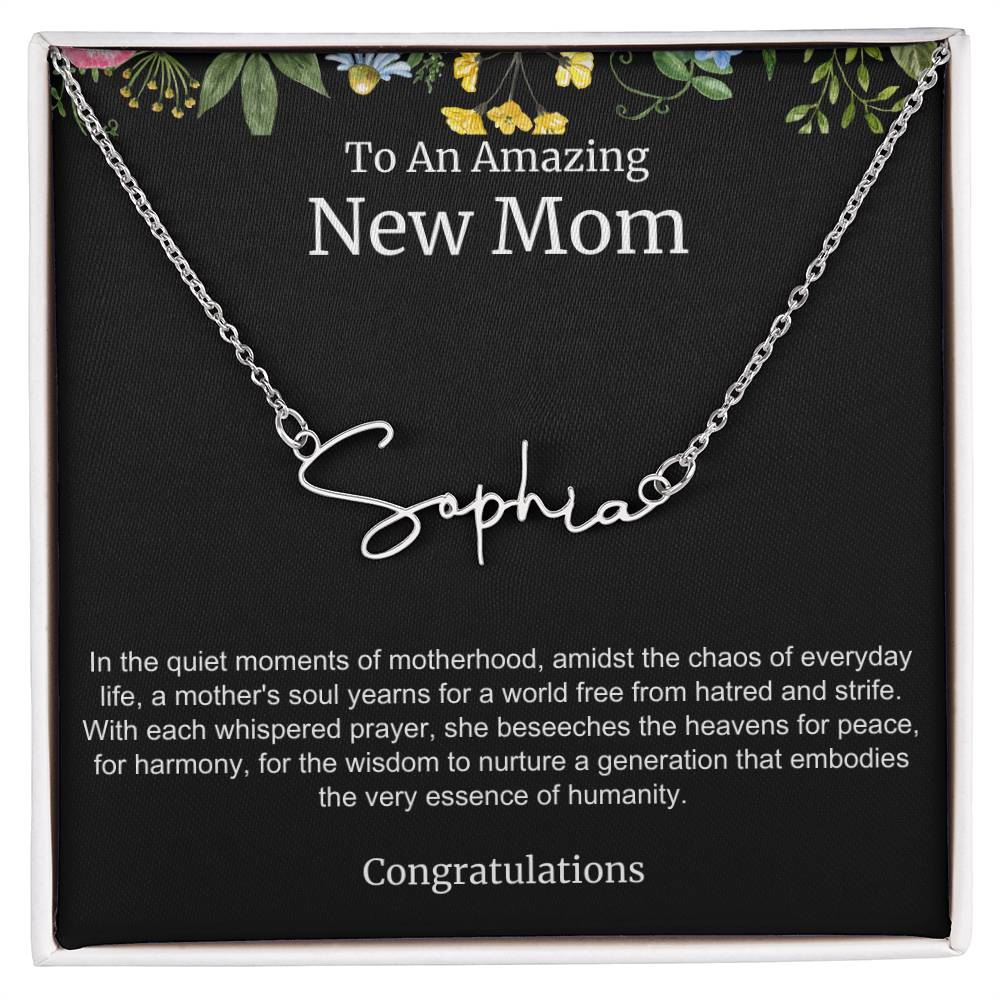 To An Amazing New Mom Personalized Script Name Necklace