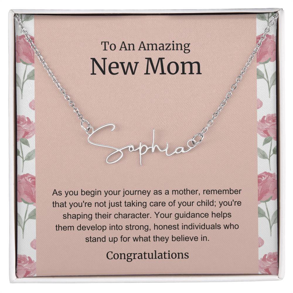 To An Amazing New Mom Personalized Script Name Necklace