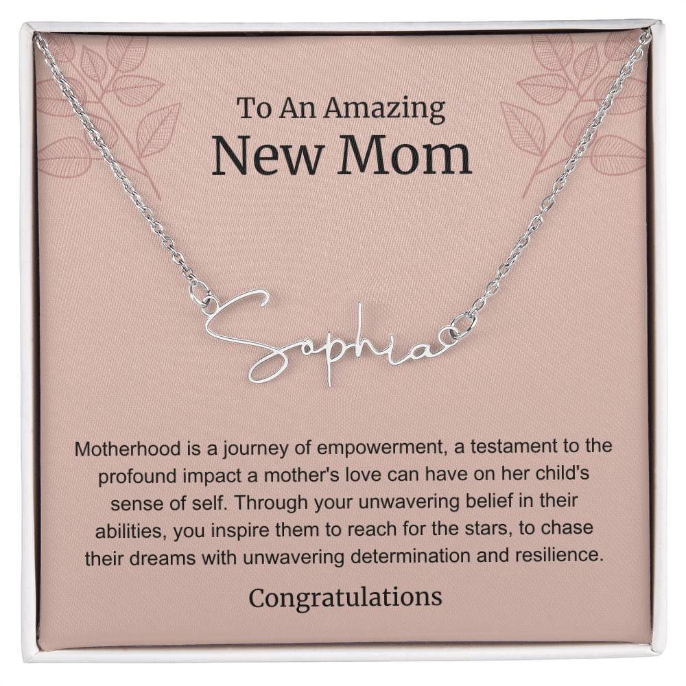 To An Amazing New Mom Personalized Script Name Necklace