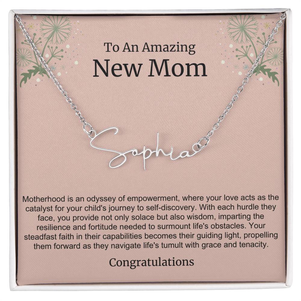 To An Amazing New Mom Personalized Script Name Necklace