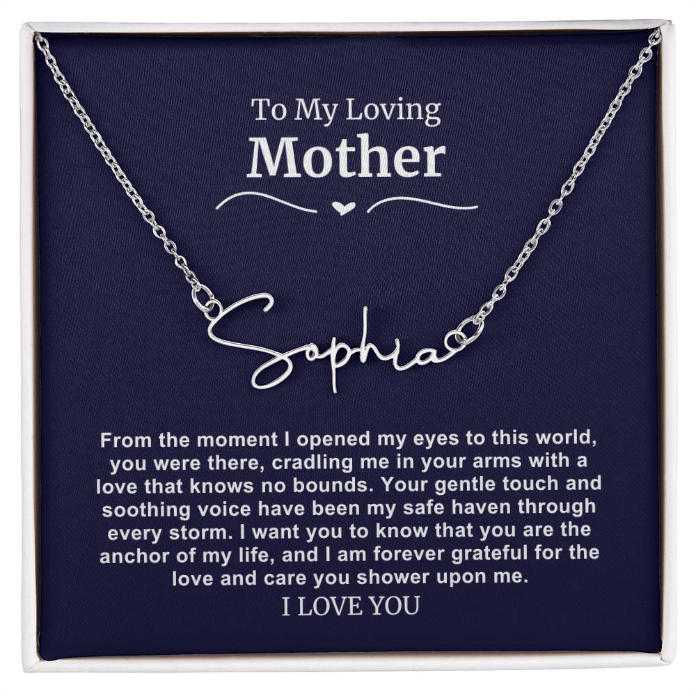 To My Loving Mother Script Name Necklace