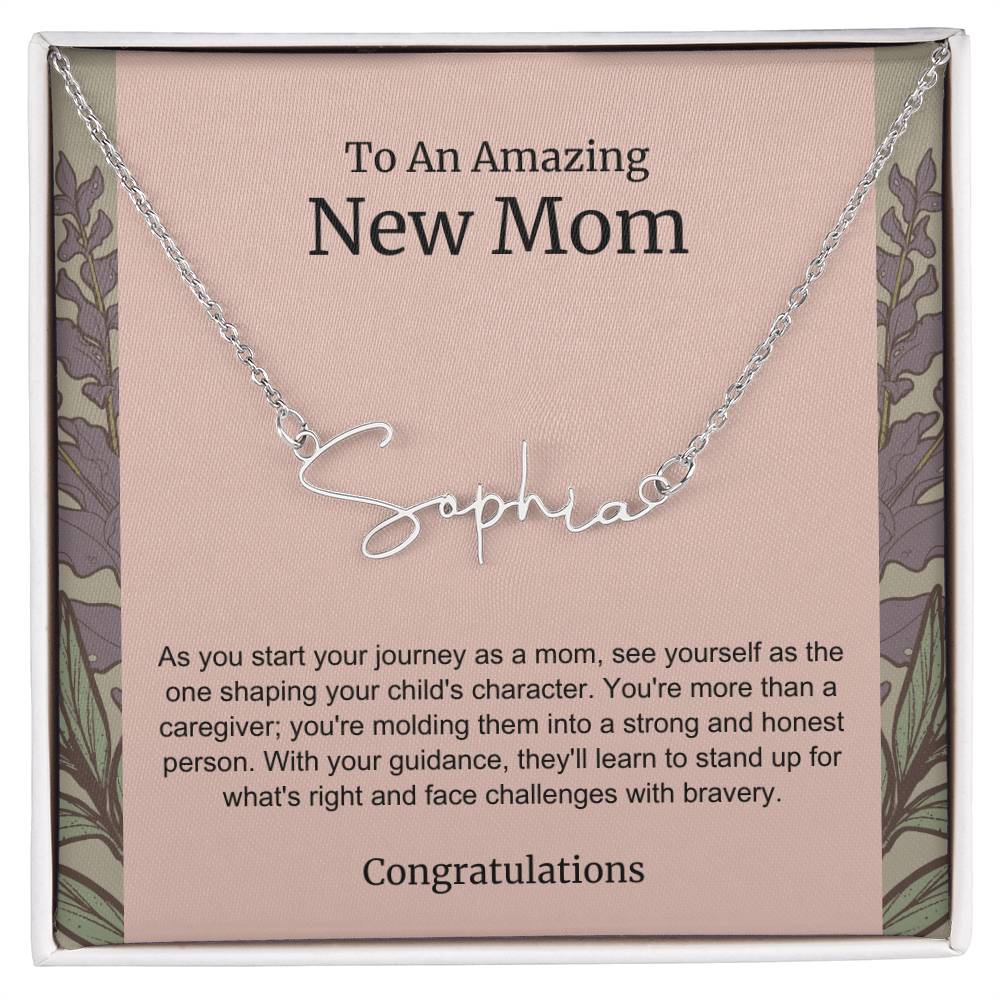 To An Amazing New Mom Personalized Script Name Necklace