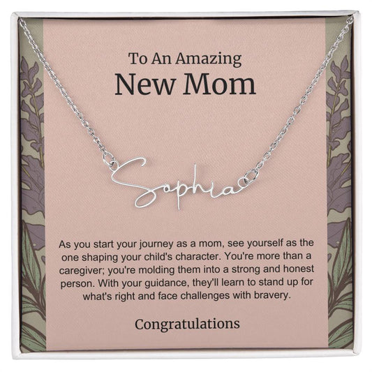 To An Amazing New Mom Personalized Script Name Necklace