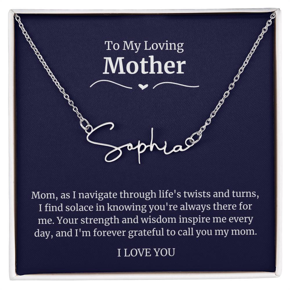 To My Loving Mother Script Name Necklace