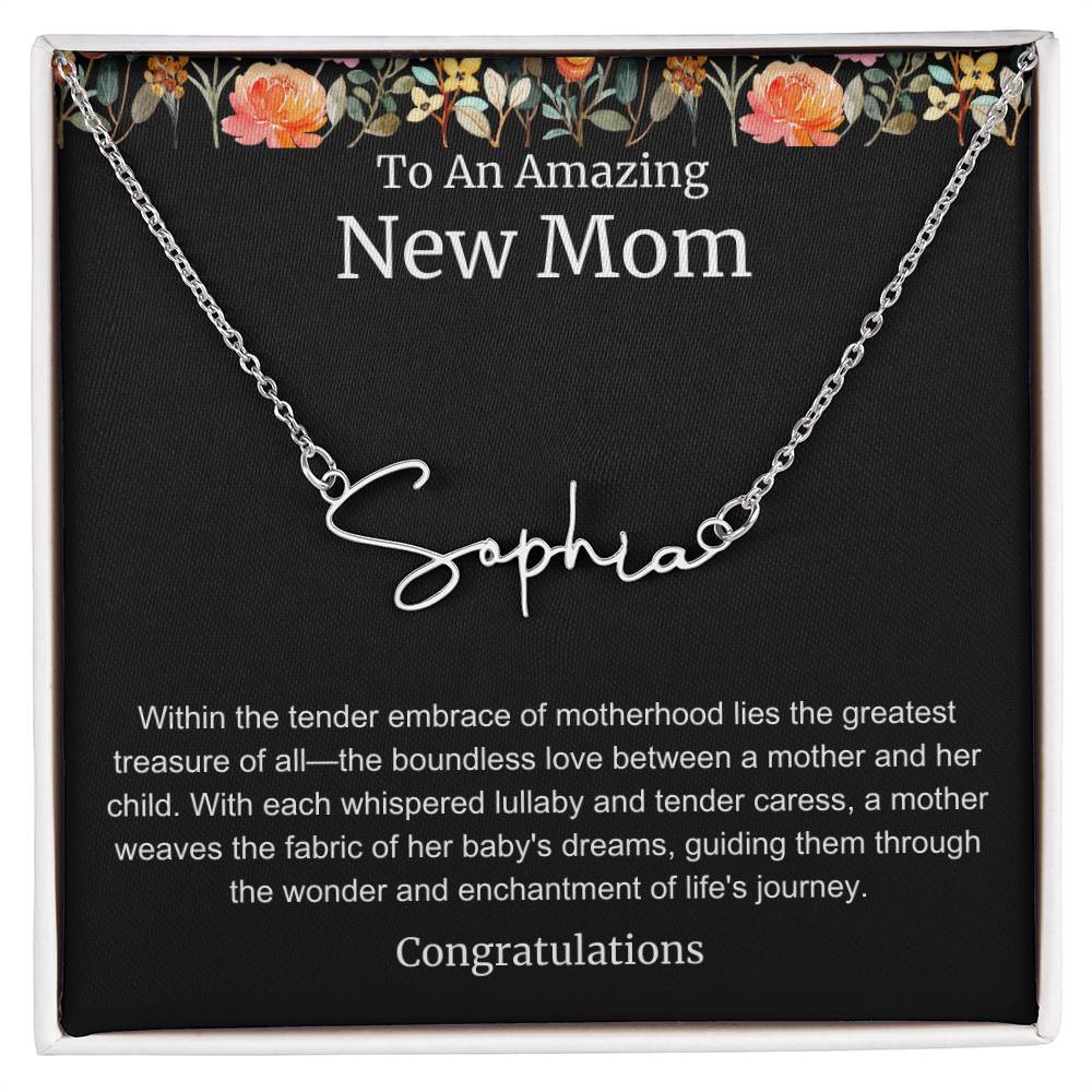 To An Amazing New Mom Personalized Script Name Necklace