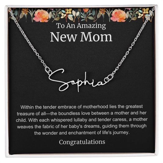 To An Amazing New Mom Personalized Script Name Necklace