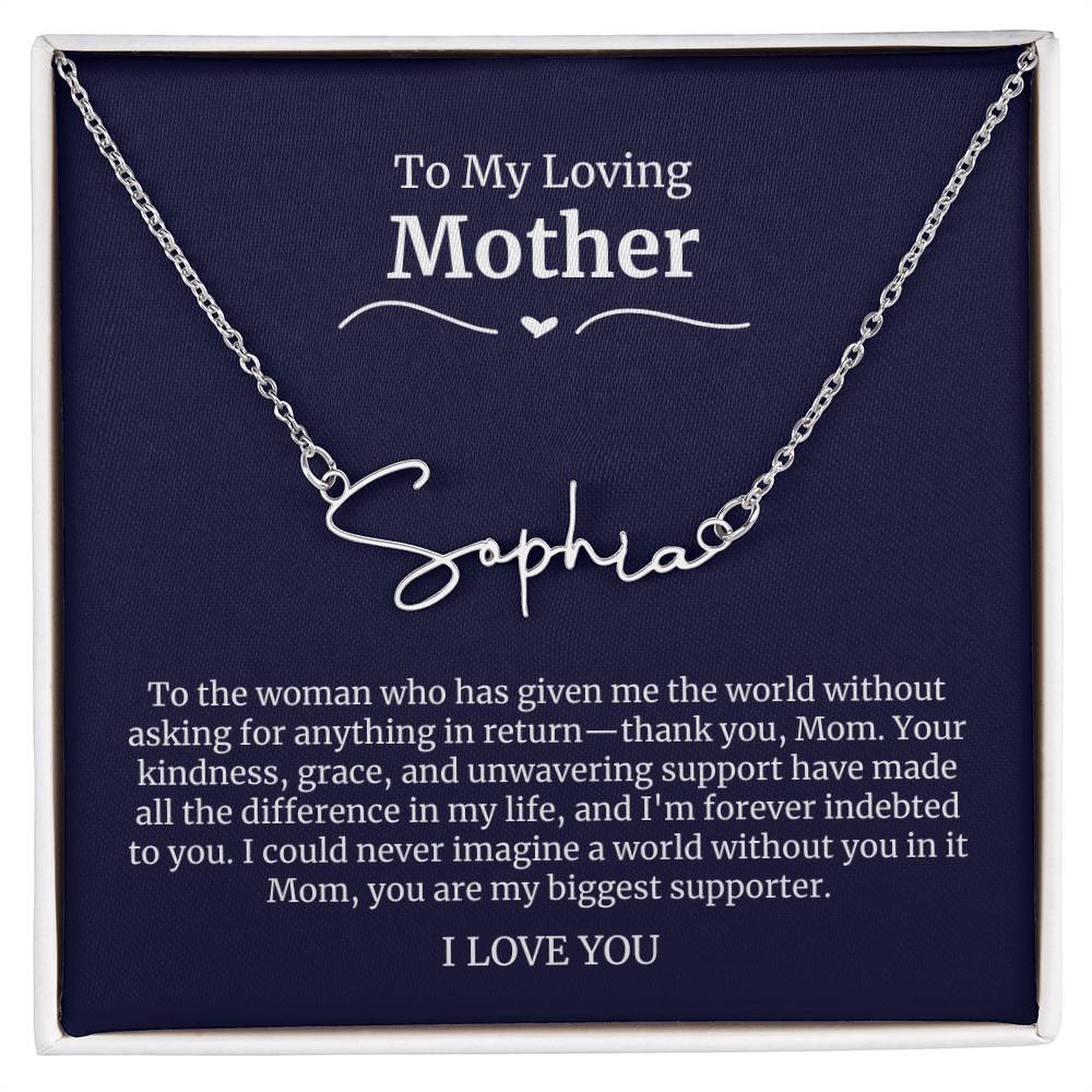 To My Loving Mother Script Name Necklace