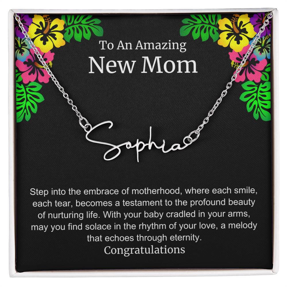 To An Amazing New Mom Personalized Script Name Necklace