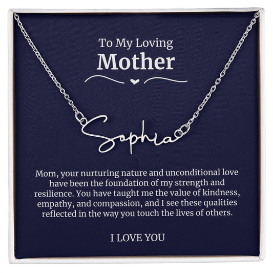 To My Loving Mother Script Name Necklace