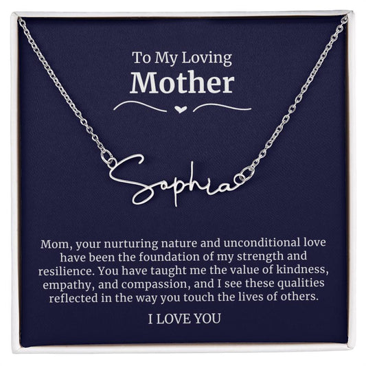 To My Loving Mother Script Name Necklace