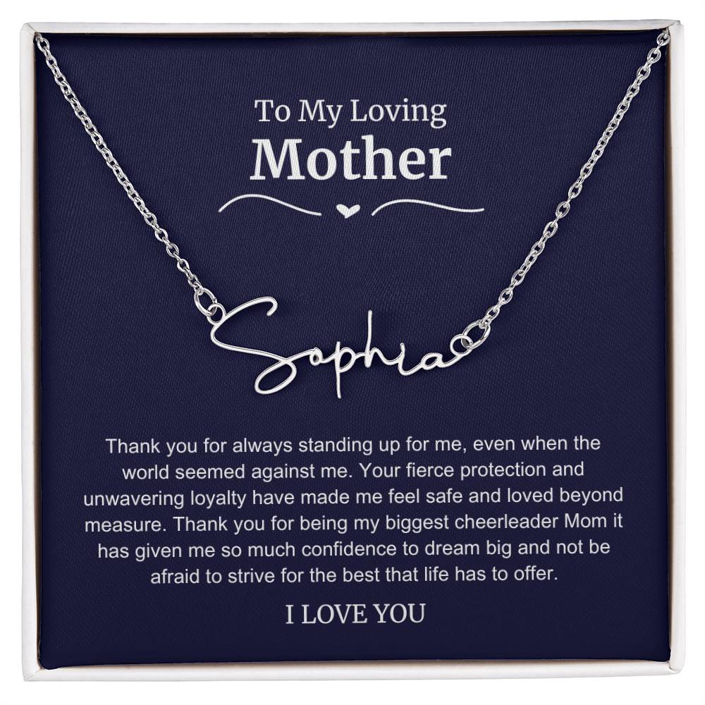 To My Loving Mother Script Name Necklace