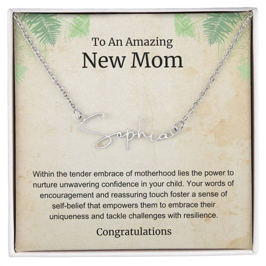 To An Amazing New Mom Personalized Script Name Necklace