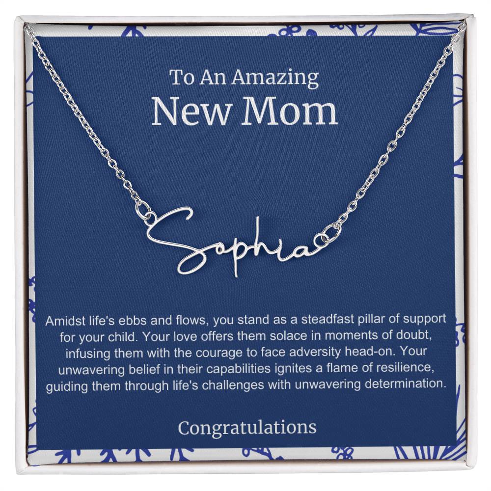 To An Amazing New Mom Personalized Script Name Necklace