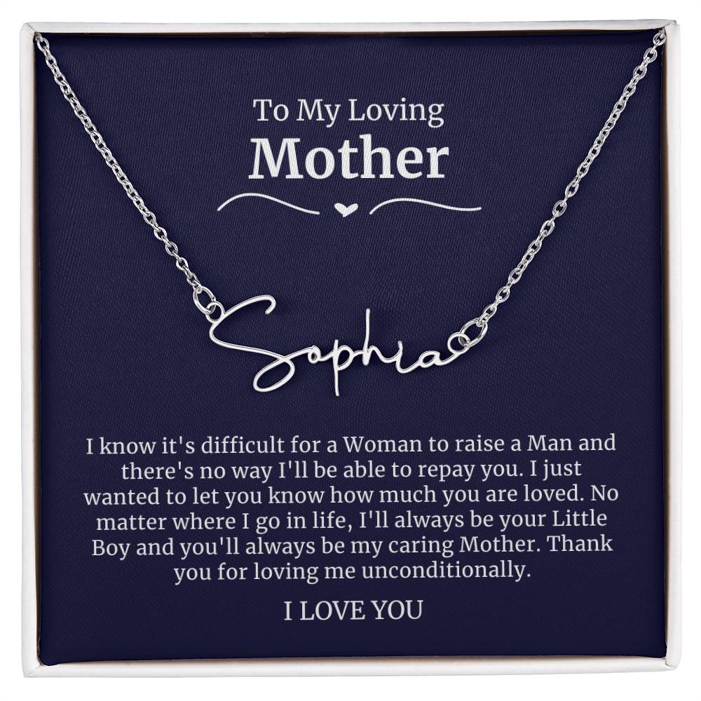 To My Loving Mother Script Name Necklace