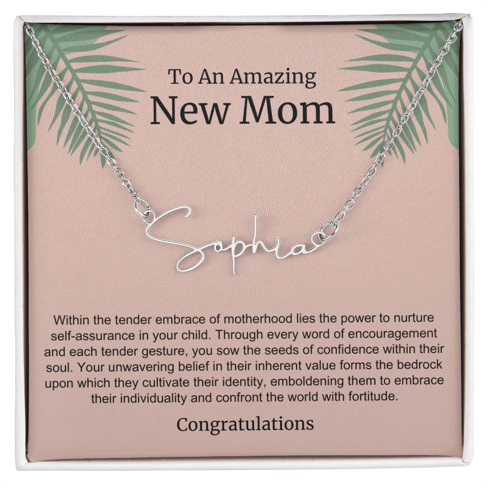 To An Amazing New Mom Personalized Script Name Necklace