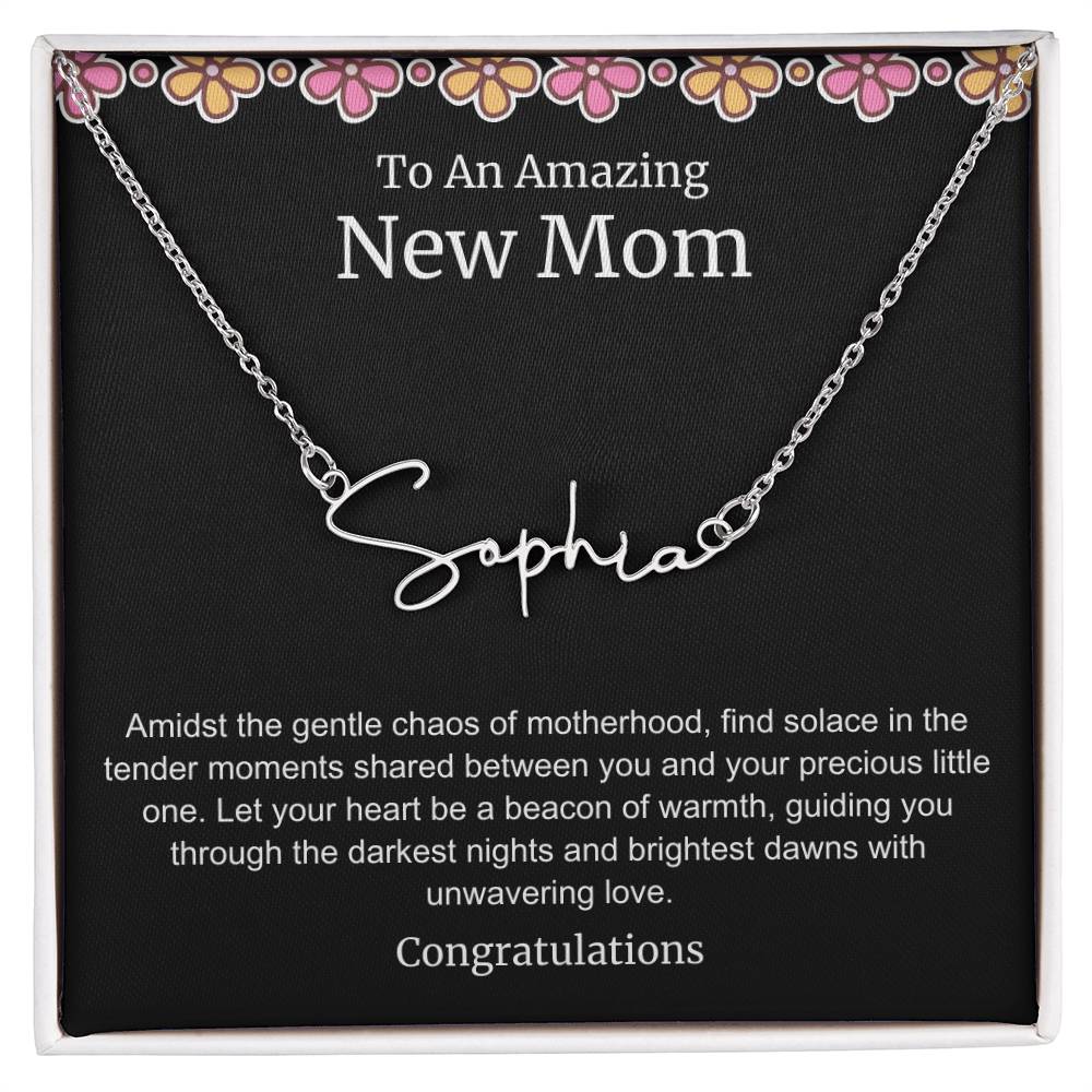 To An Amazing New Mom Personalized Script Name Necklace