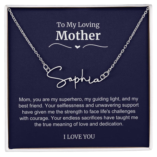 To My Loving Mother Script Name Necklace