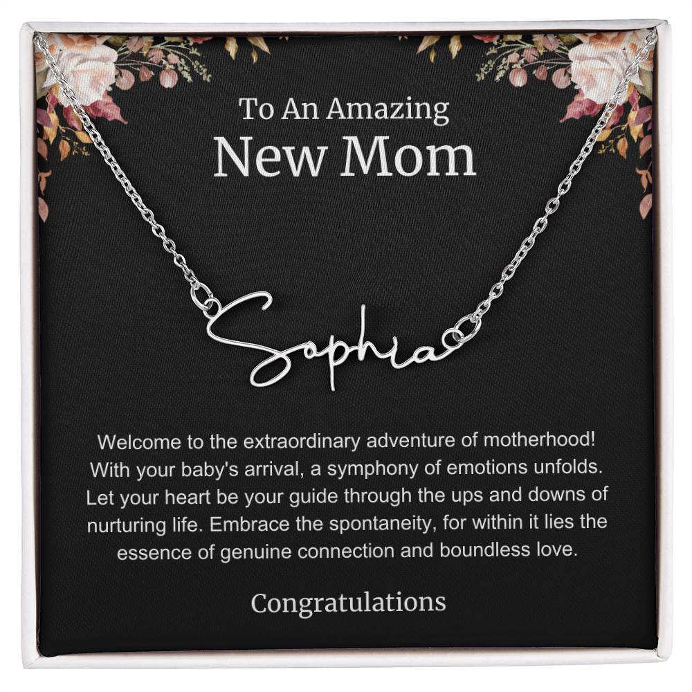 To An Amazing New Mom Personalized Script Name Necklace