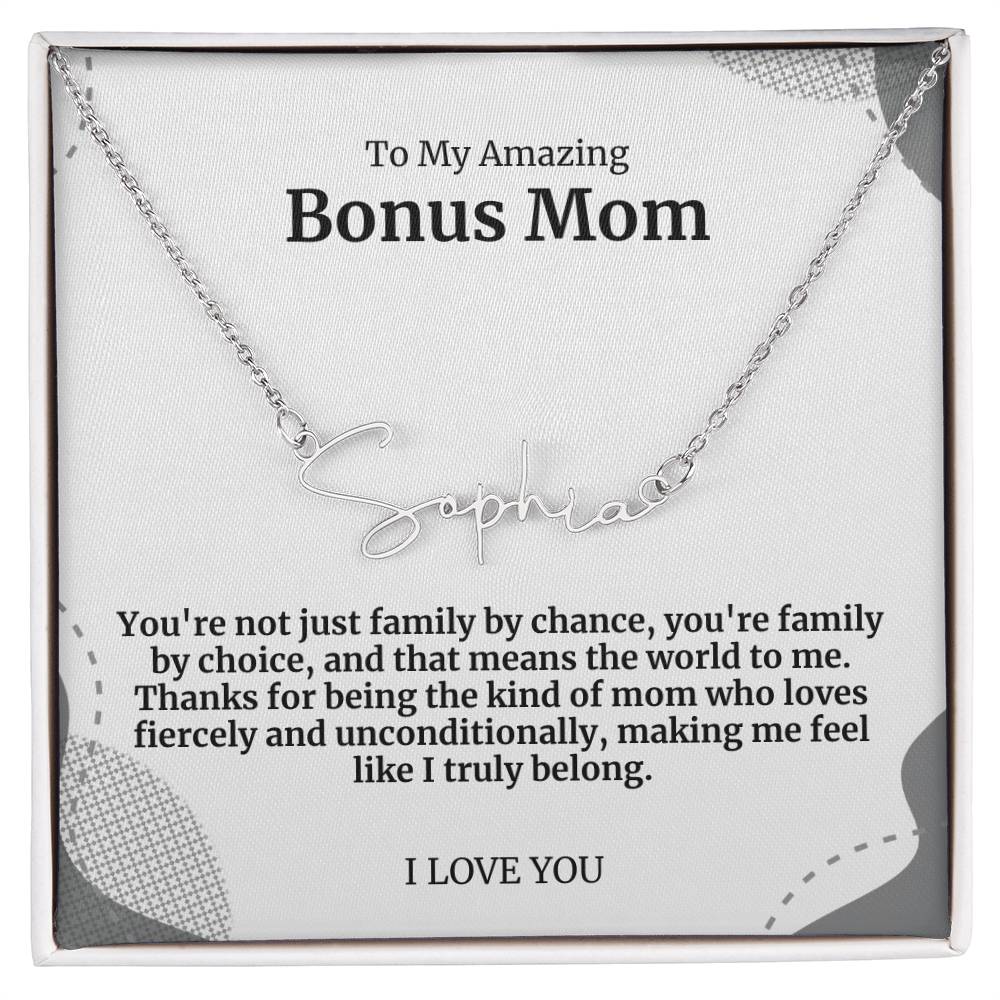 To My Amazing Bonus Mom Signature Necklace