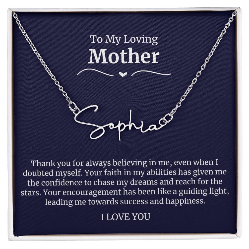 To My Loving Mother Script Name Necklace