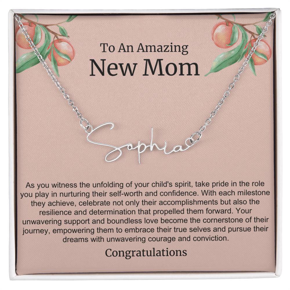 To An Amazing New Mom Personalized Script Name Necklace