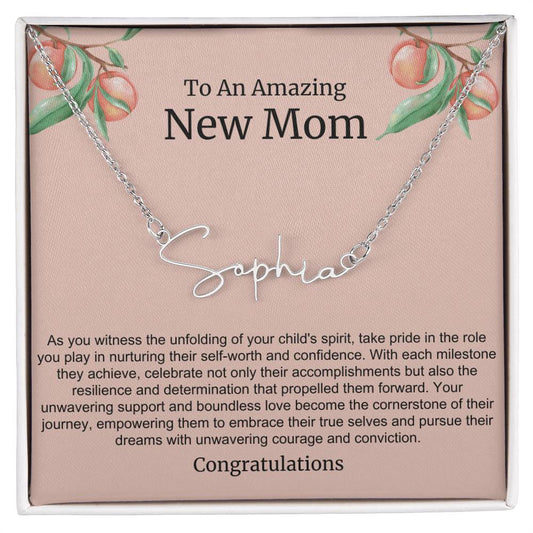 To An Amazing New Mom Personalized Script Name Necklace