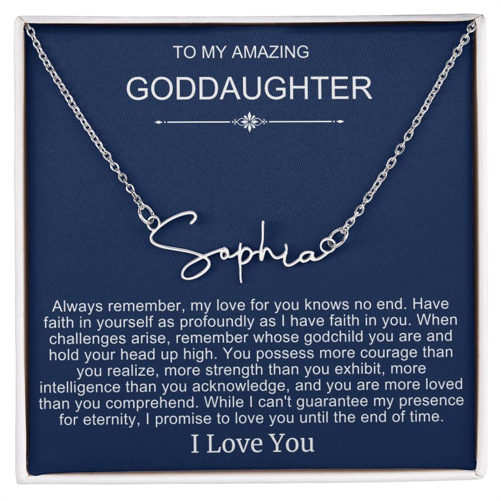 Beautiful Gift To Goddaughter from God Parent Name Necklace