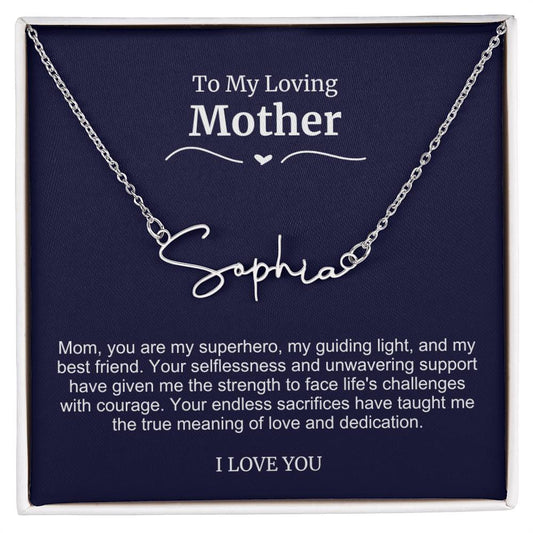 To My Loving Mother Script Name Necklace