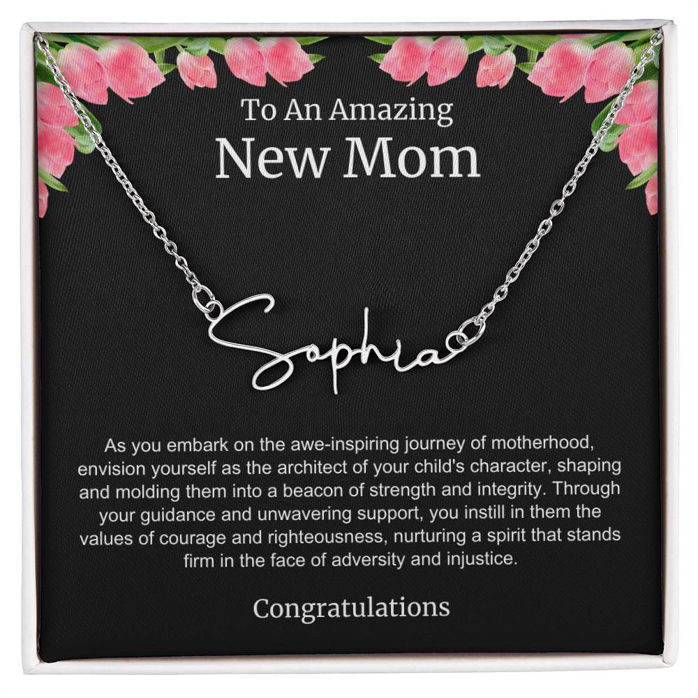 To An Amazing New Mom Personalized Script Name Necklace