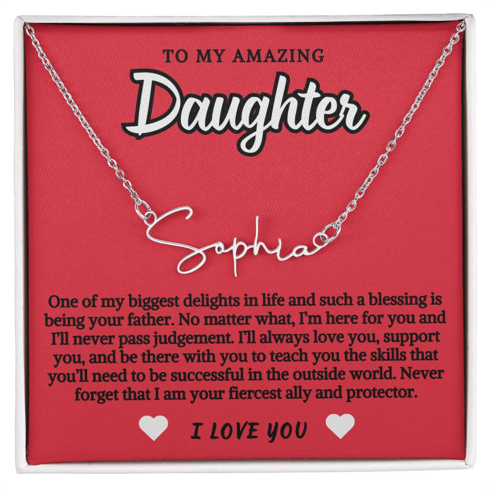 To Daughter From Father Script Personalized Name Necklace