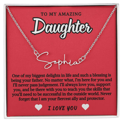 To Daughter From Father Script Personalized Name Necklace