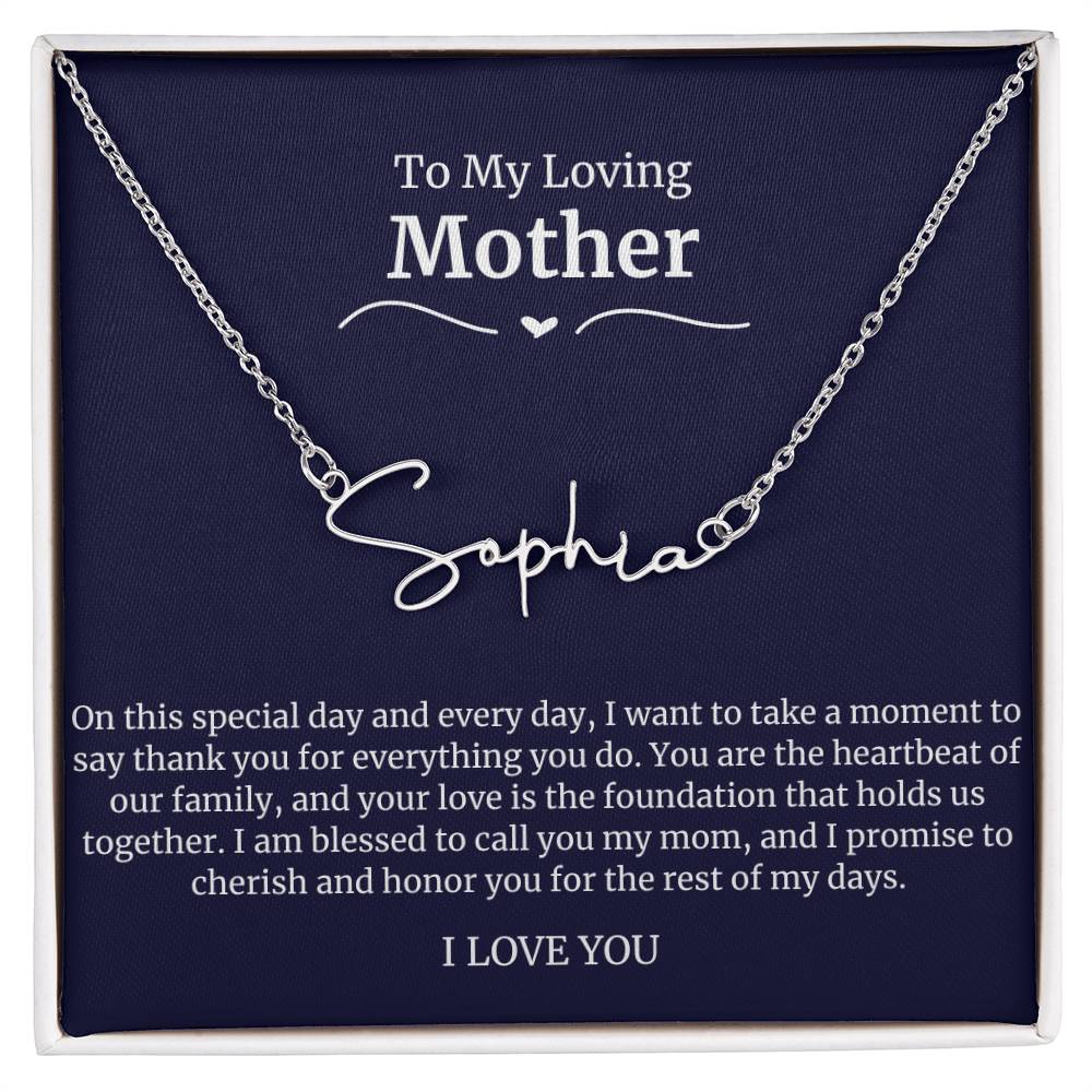 To My Loving Mother Script Name Necklace