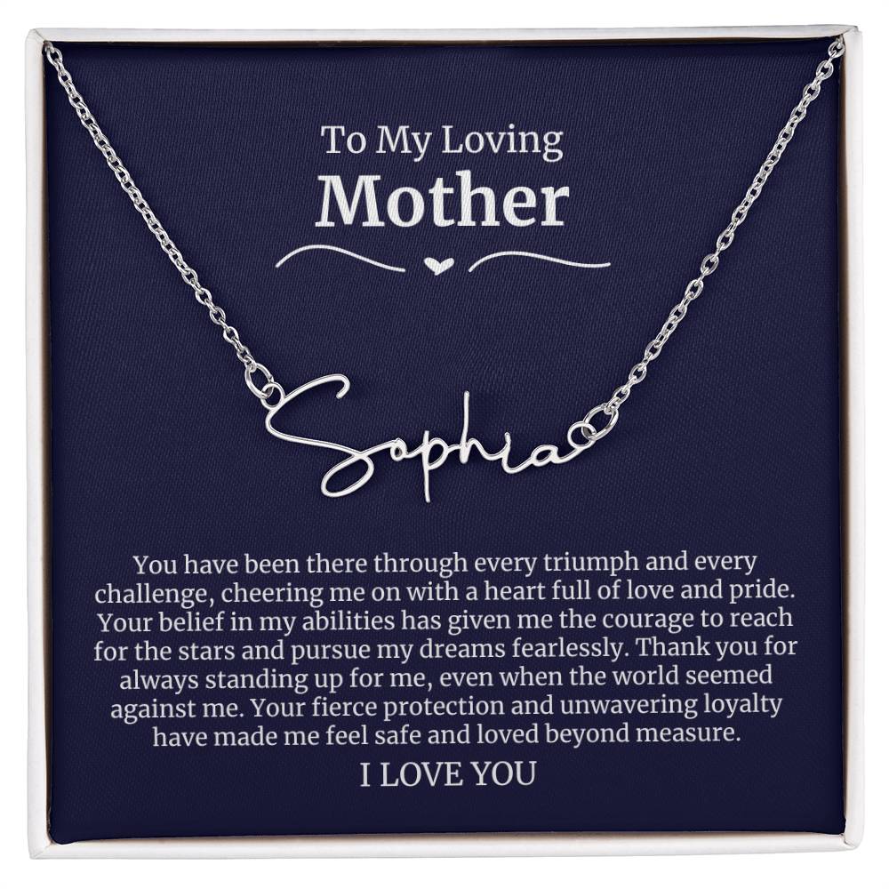 To My Loving Mother Script Name Necklace