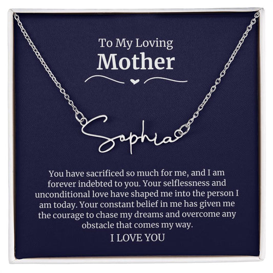 To My Loving Mother Script Name Necklace