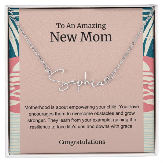 To An Amazing New Mom Personalized Script Name Necklace